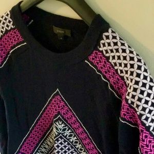 J. Crew navy wool embroidered Tippi sweater